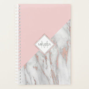 Agenda Mármore de Cinza rosa Rosa Gold Foil Moderna MON