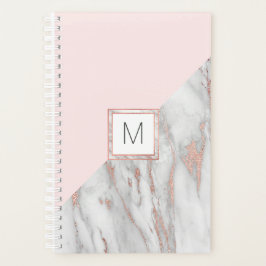 Agenda Mármore de Cinza rosa Rosa Gold Foil Moderna | MON