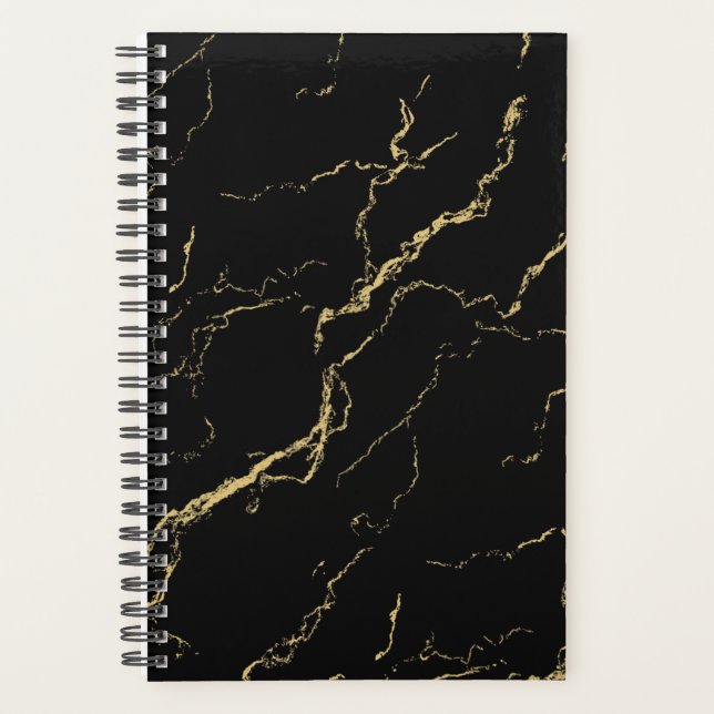 Agenda Mármore Negro e Dourado (Frente)
