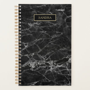Agenda Mármore preto elegante com nome