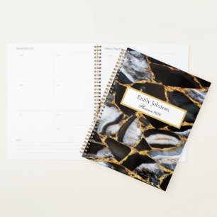 Agenda mármore preto-moderno-brilhante