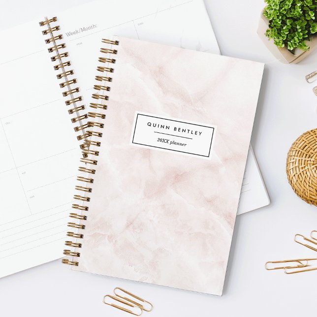 Agenda Mármore Rosa Chic Personalizado (Criador carregado)