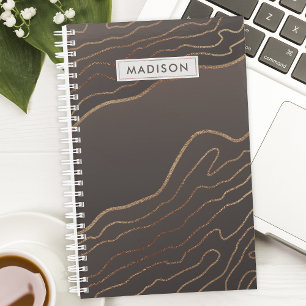 Agenda Marrom Cobre Moderno Abstrato Ágata Personalizado