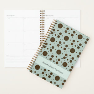 Agenda Marrom Escuro Micro Floral Verde Salvia