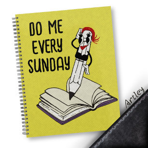 Agenda Mascote de Lápis de Cartoon Amarelo Funny Retro