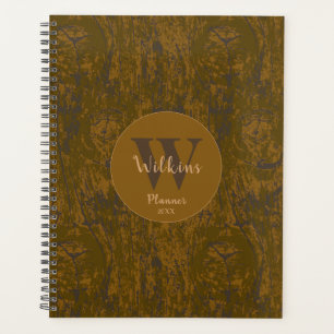 Agenda Masculina Castanha Rústica Madeira Minimalista Des