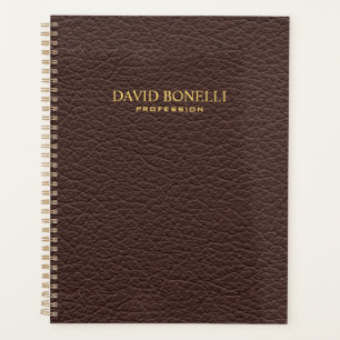 Agenda Masculina de Couro Marrom Personalizada