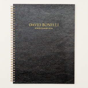 Agenda Masculina de couro preto personalizado