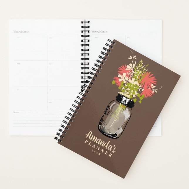 Agenda Mason Jar Coral (Exibição)