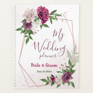 Agenda matrizes cor-de-rosa flores verdes casamento