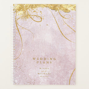 Agenda Mauve de Casamento Dourado de Abstrato Fine Lines 