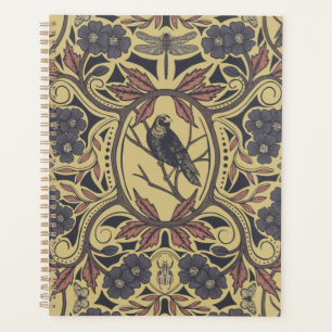Agenda Mauve, Tan & Cinza Crow & Dragonfly Floral