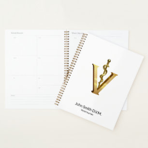 Agenda Medicina Veterinária Elegante Dourado V Asclepius