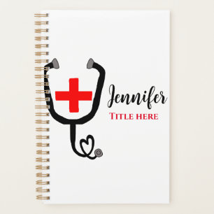 Agenda Médico enfermeira vermelho mais estetoscópio adici