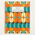 Agenda Meio século Retroativo Laranja Personalizado 2025<br><div class="desc">Entre no estilo com este Planejador Personalizado de Padrão Moderno do Meio século Retroativo, com um design azul e laranja! Inspirado pela estética clássica do século do médio, este planejador combina formas geométricas elegantes e matizes vibrantes para um olhar eterno mas tendencioso. Perfeito para ficar organizado com um toque de...</div>