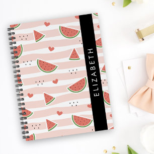Agenda Melancias Vermelhas, Corações, Stripes, Seu Nome