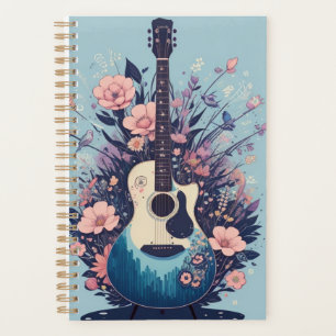 Agenda Melodia da Natureza: Violão com Detalhes Florais