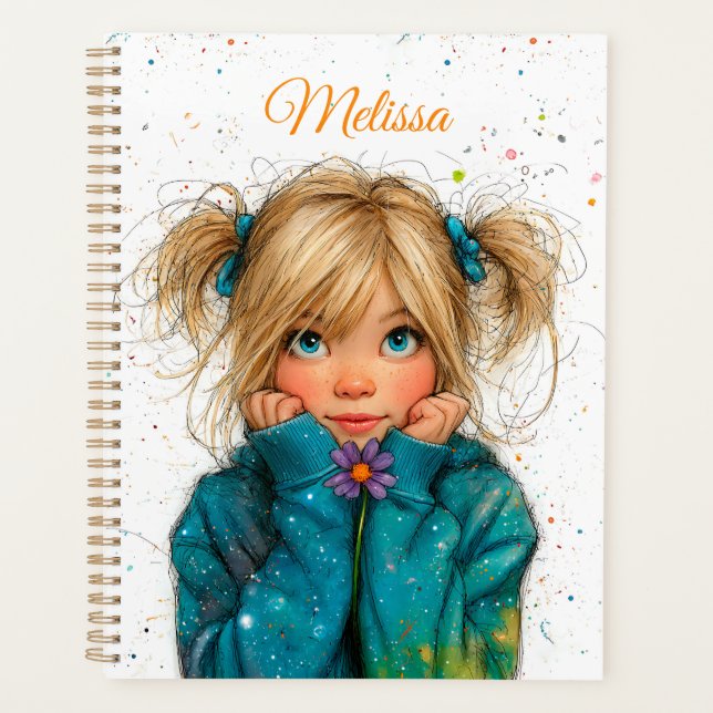 Agenda Menina Aquarela Qualquer Nome (Frente)