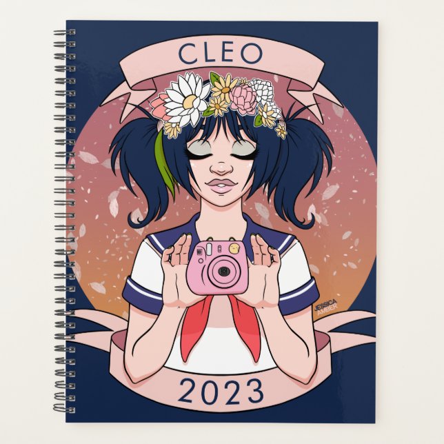 Agenda Menina Azul-Bonita Anime Selfie Ano (Frente)