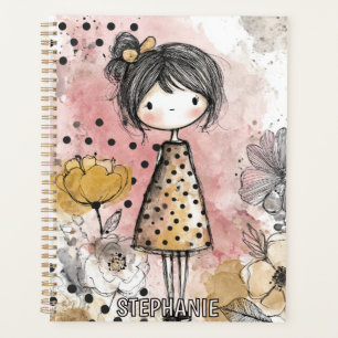Agenda Menina Caprichosa Aquarela com Acentos Florais (10