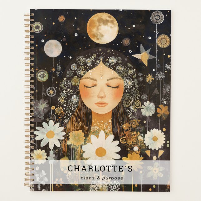 Agenda Menina Cósmica Boho Lua (Frente)