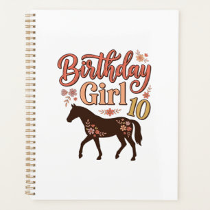 Agenda Menina de Aniversário 10 Cavalo Floral Desenho Vet