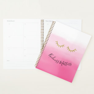 Agenda Menina Dourada Eyelashes rosa-ombre