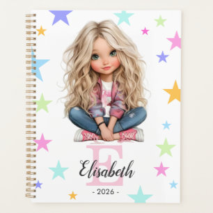 Agenda Menina Monograma Qualquer Inicial & Nome