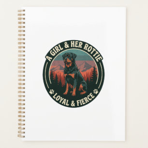Agenda Menina Seu Rottie Leal Feroz Cão Rottweiler Montan