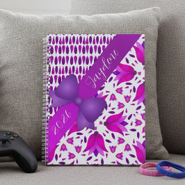 Agenda Meninas Lindas Flores Rosa Roxo E Laço 