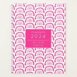 Agenda Meninas Modernas Padrão Arco-íris Rosa Anual