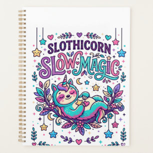 Agenda Mercado Colorido de Magia Lenta Unicórnio Slothico