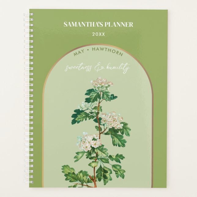 Agenda Mês Personalizado de Flor de Nascimento Maio Hawth (Frente)