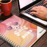 Agenda Meu Ano Cachorro Bonito em Marble com nome<br><div class="desc">Coloque as mãos nesse cachorro giro. Ele vai garantir que todos os seus compromissos estão em ordem. Planeje seu ano com este design de planejador bonito que lhe dá a opção de mudar o texto e realmente torná-lo seu.</div>