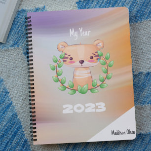 Agenda Meu Ano, Tigre Bonito em Marble com nome