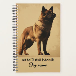Agenda Meu Nome de Cachorro Personalizado Akita Portrait