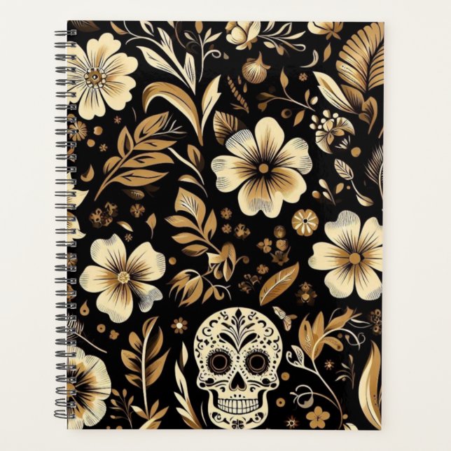 Agenda mexican dead and floral black art Poker (Frente)