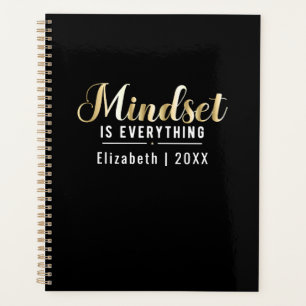 Agenda "Mindset é tudo" Dourada citação Inspiracional