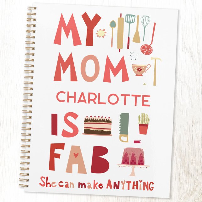Agenda Minha mãe é Fab Personalizada Divertida (My Mom is Fab personalized planner)