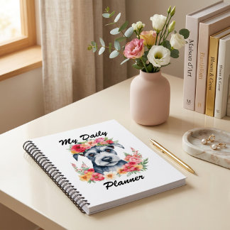 Agenda Mini Schnauzer Floral Diário
