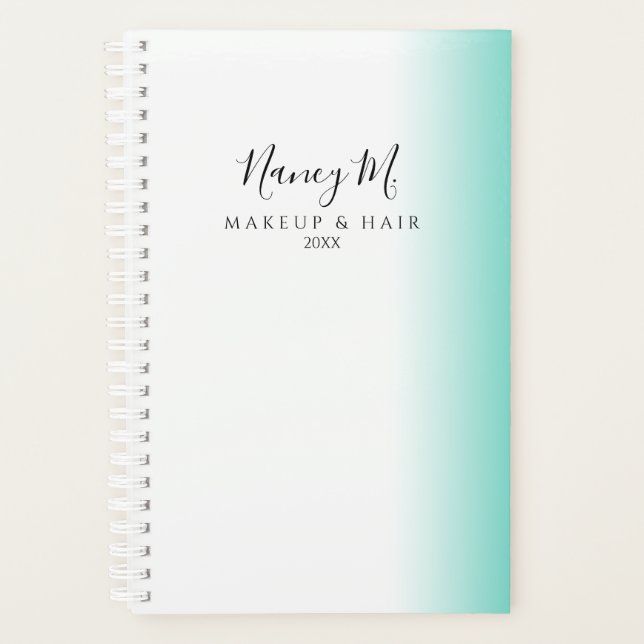 Agenda Mínima moderna composição branca da menta e cabelo (Frente)