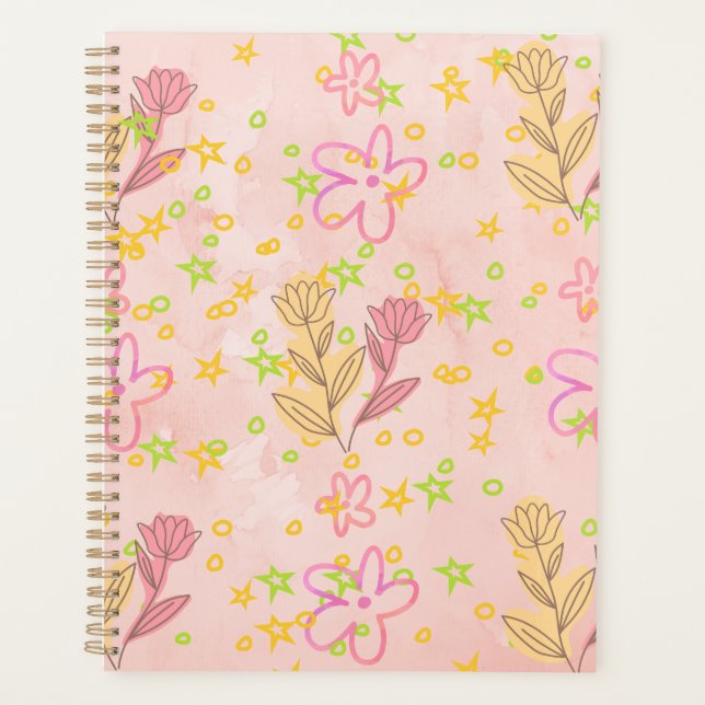 Agenda Minimal Floral Doodle Pattern –Pastel Pink pattern (Frente)