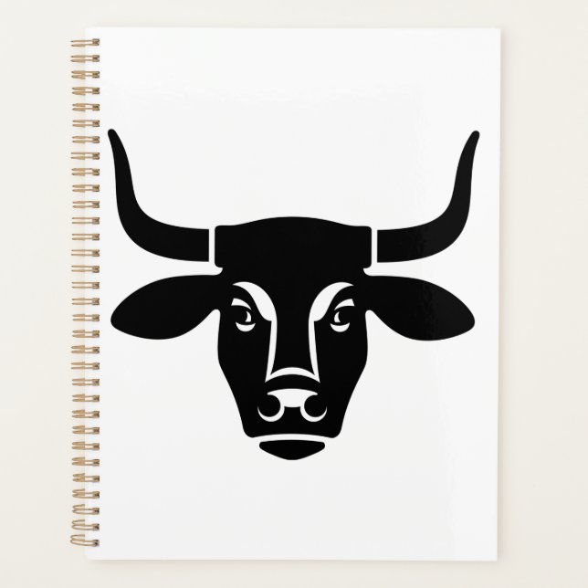 Agenda Minimalist Black Bull Head Ox Silhouette (Frente)