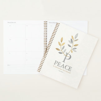 Agenda Minimalist "Peace" with Gold Foil Botanica design