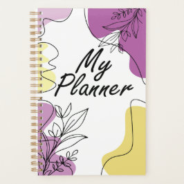 Agenda Minimalist Planner Cover -Line Art Floral Notebook