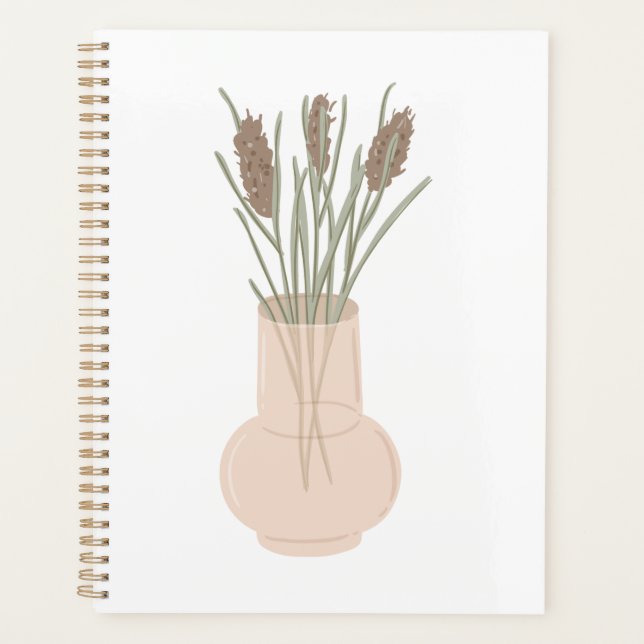 Agenda Minimalista Boho Lavanda em Vaso de Vidro (Frente)