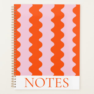 Agenda Minimalista de Stripe de Onda Laranja e Rosa