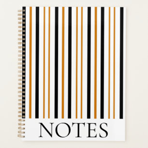 Agenda Minimalista de Stripe Vertical Preto e Castanho