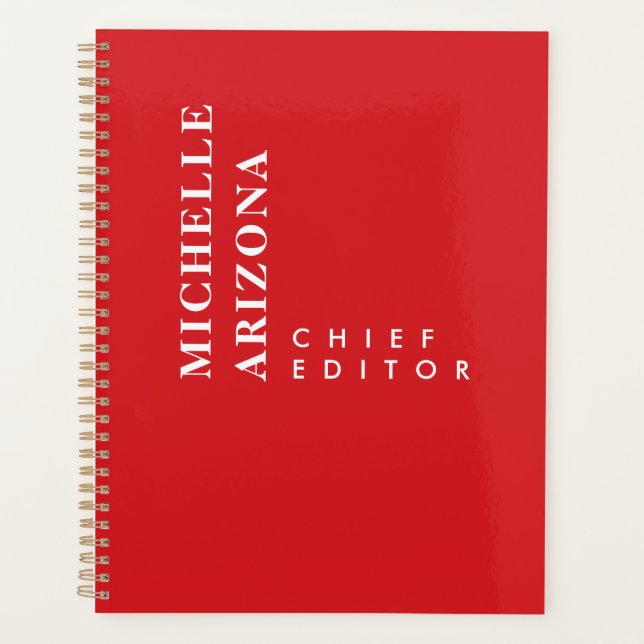 Agenda Minimalista Simples Vermelho e Branco Profissional (Frente)