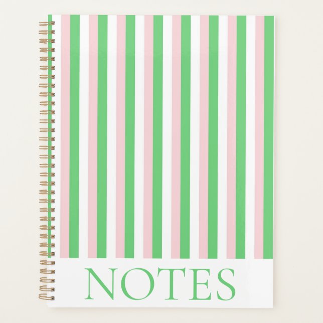 Agenda Minimalista Verde e Rosa Vertical Stripe Moderno (Frente)